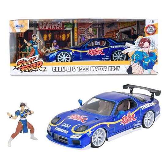 COCHE STREET FIGHTER II CHUN-LI 1993 MAZDA RX-7 ESCALA 1:24. INCLUYE FIGURA image 0