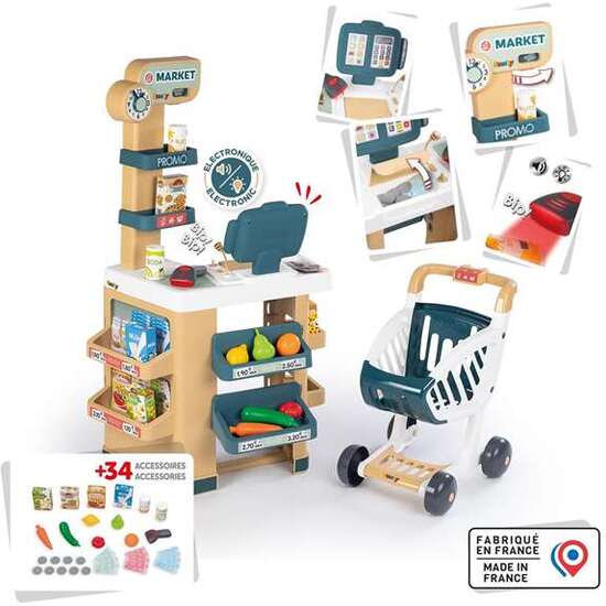 SUPERMERCADO CON CARRITO, CAJA REGISTRADORA Y 34 ACCESORIOS. 89,6 X 48,9 X 38,50 CM image 1