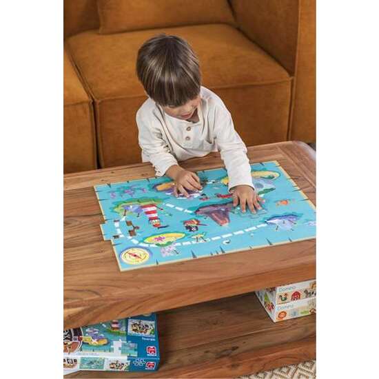 PUZZLE XXL PIRATAS.INCLUYE UN BARCO PIRATA PARA JUGAR CON EL MAPA DEL TESORO. image 1