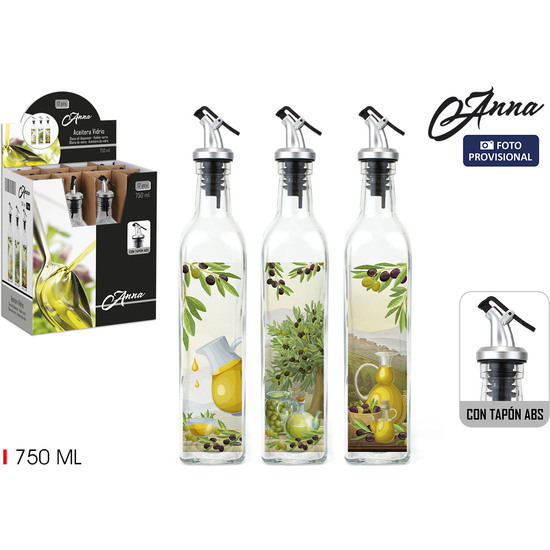 # -24- ACEITERA VIDRIO 750ML C/TAPON ABS ANNA image 0