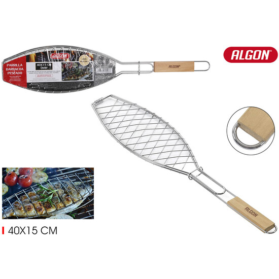 PARRILLA BBQ PESCADO CR-WOOD 40X15CM ALGON BBQ image 1