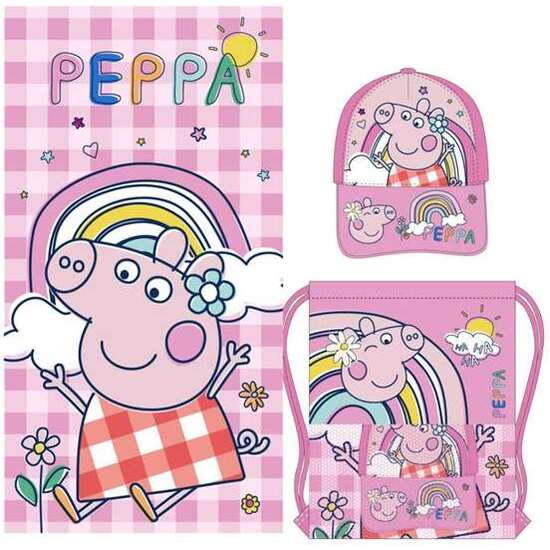 SAQUITO CON TOALLA Y GORRA INFANTIL PEPPA PIG image 0