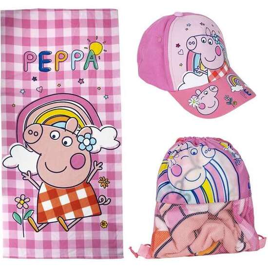 SAQUITO CON TOALLA Y GORRA INFANTIL PEPPA PIG image 1