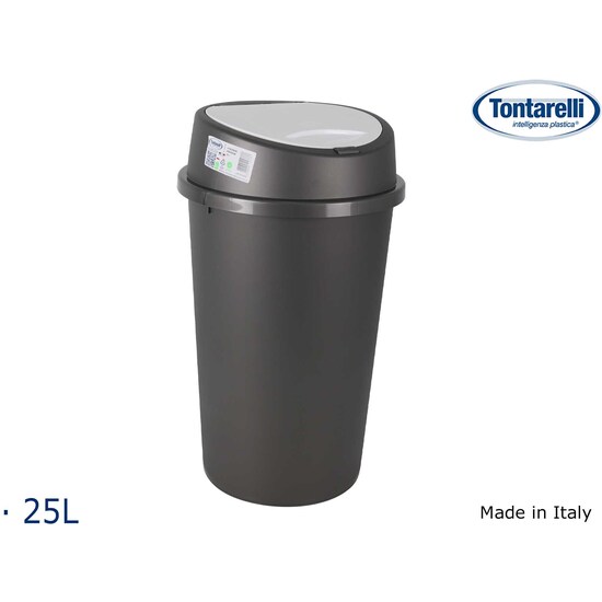 CUBO BASURA C/TAPA PUSH 25L BINGO GRAFITO/BLANCO image 0