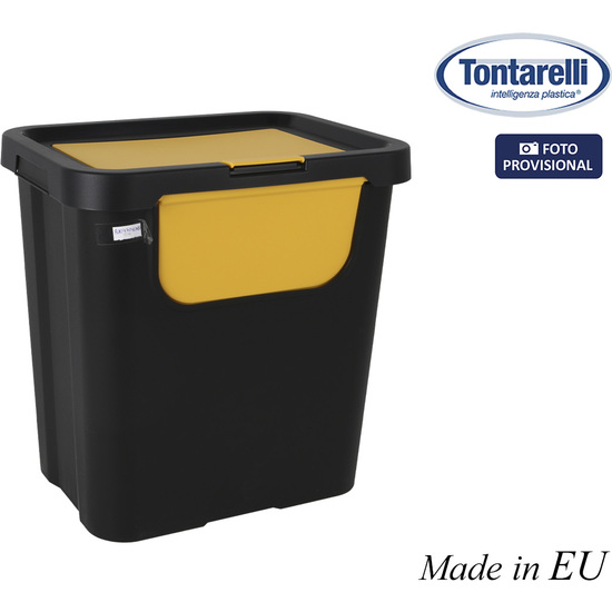 PAPELERA CON ASA MODA DOUBLE 24L AMARILLO/NEGRO image 0