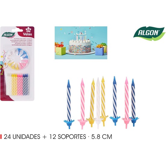 SET-24 VELAS CUMPLEAÑOS C/12 ACC ALGON image 0