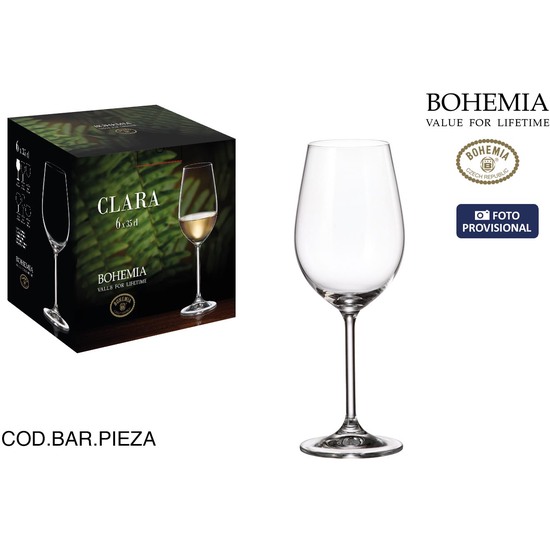 & SET 6 COPAS VINO BLANCO BOHEMIA 350CC CLARA image 0