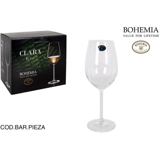 & SET 6 COPAS VINO BLANCO BOHEMIA 350CC CLARA image 1