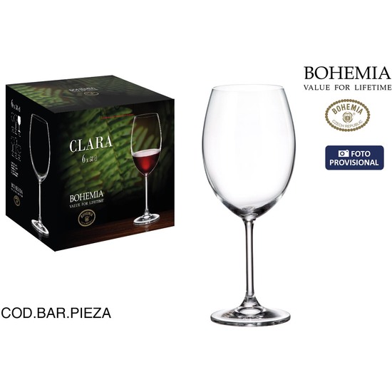 & SET 6 COPAS VINO BOHEMIA 580CC CLARA image 0