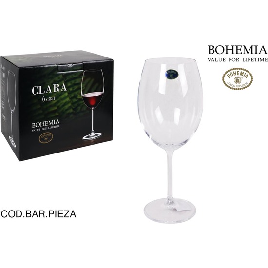 & SET 6 COPAS VINO BOHEMIA 580CC CLARA image 1