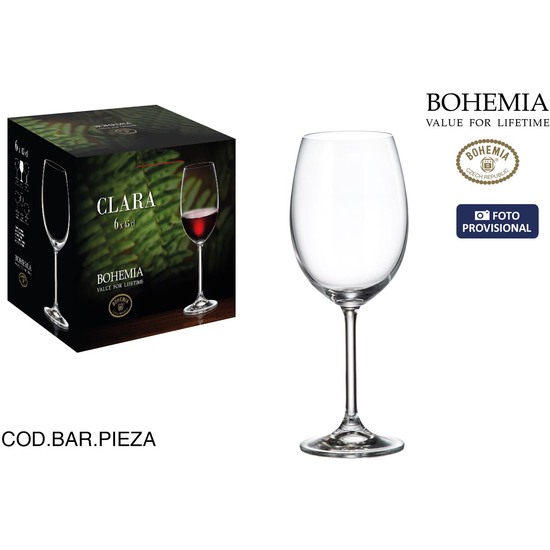 & SET 6 COPAS VINO BOHEMIA 450CC CLARA image 0