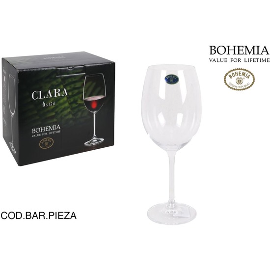 & SET 6 COPAS VINO BOHEMIA 450CC CLARA image 1