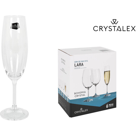 SET 6 COPAS CAVA CRISTAL BOHEMIA 220CC LARA image 1