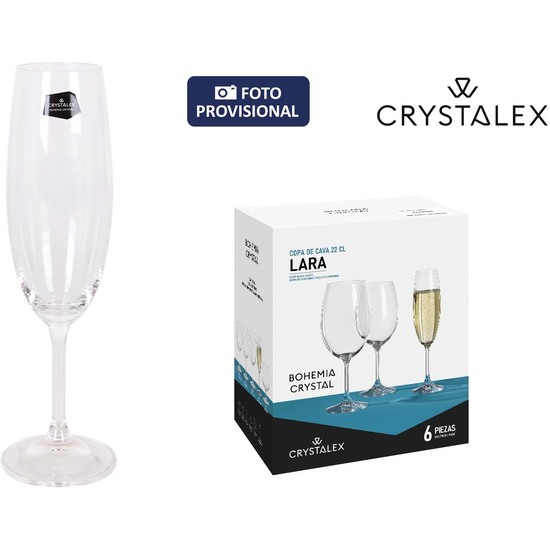 SET 6 COPAS CAVA CRISTAL BOHEMIA 220CC LARA image 2