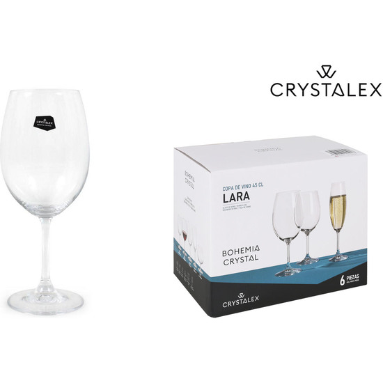 SET 6 COPAS VINO CRISTAL BOHEMIA 450CC LARA image 1