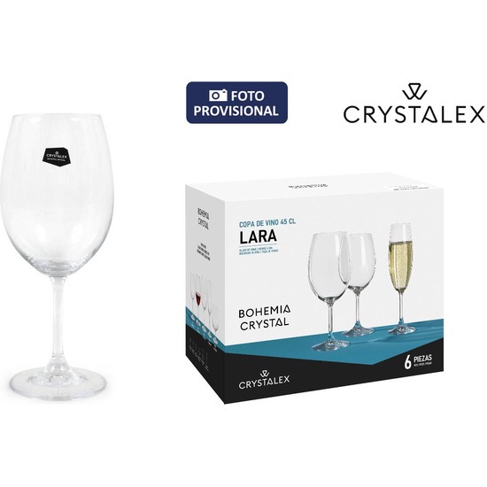 SET 6 COPAS VINO CRISTAL BOHEMIA 450CC LARA image 2