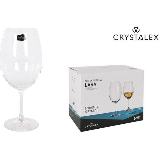 SET 6 COPAS VINO CRISTAL BOHEMIA 540CC LARA image 2