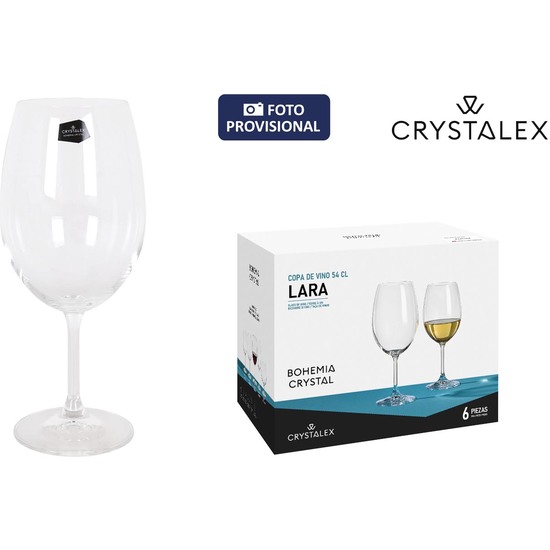 SET 6 COPAS VINO CRISTAL BOHEMIA 540CC LARA image 3