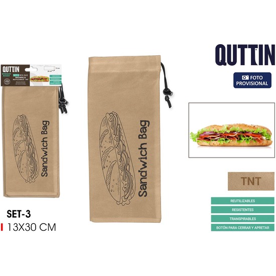 SET-3 BOLSA BOCADILLO REUT.TNT13X30 QUTTIN image 1