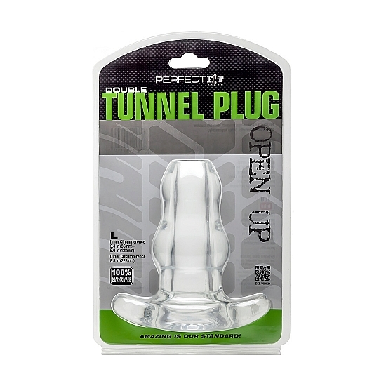 DOUBLE TUNNEL PLUG - LARGE - TRANSPARENT image 1