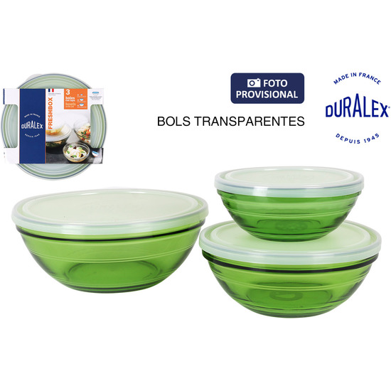 SET 3 BOLS 14/17/20.5CM C/TAPA TRANSP. LYS image 0