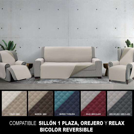 SALVA SOFA ACOLCHADO REVERTE 1 PLAZA BEIG-CRUDO image 4