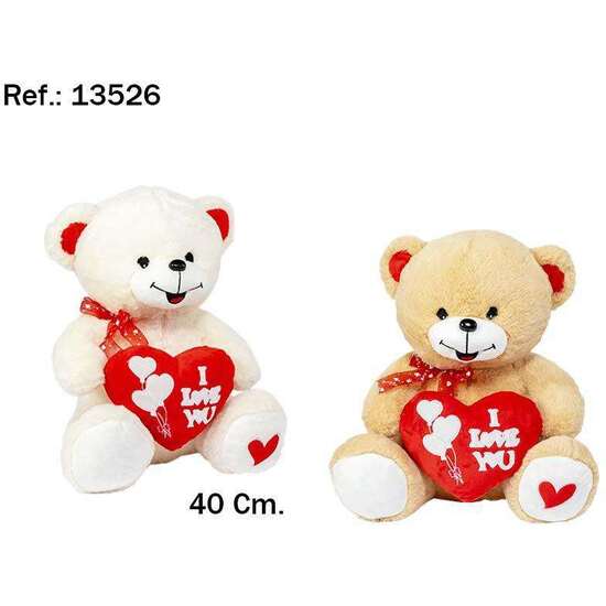 PELUCHE  OSO CORAZON I LOVE YOU 40 CM  - MODELOS SURTIDOS image 0