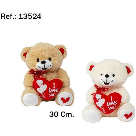 PELUCHE  OSO CORAZON I LOVE YOU 30 CM   - MODELOS SURTIDOS image 0