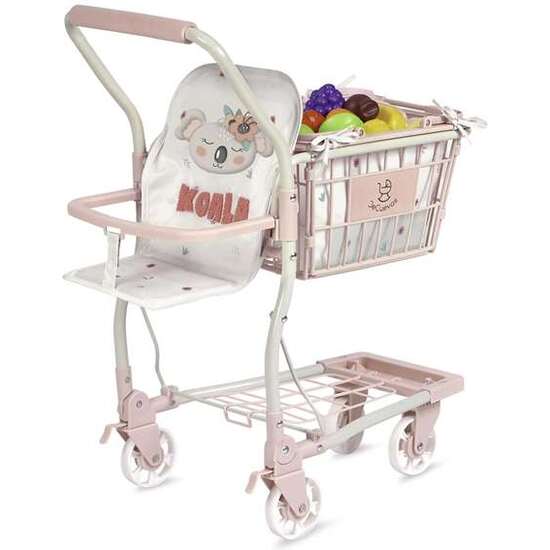 CARRO COMPRA KOALA PORTABEBE CON SET 12 FRUTAS PARA MUÑECAS DE HASTA 50 CM 30X50X62 CM image 0