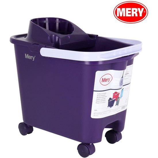 BUCKET 14L W/WHEELS+HANDLE+WRINGER  image 0