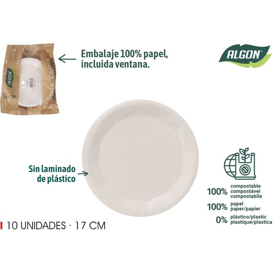 SET-10 PLATO RED.CARTON BLANCO 17CM ALGON image 0