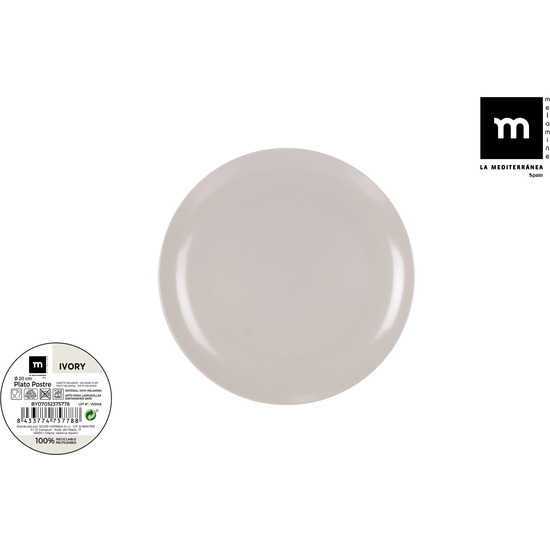 PLATO POSTRE MELAMINA IVORY 20CM MD image 0