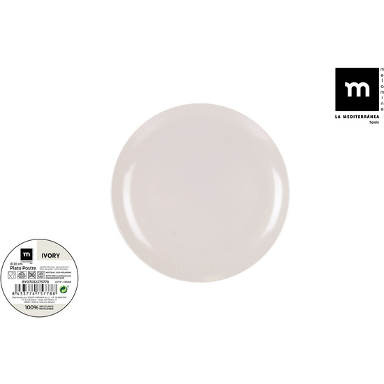 PLATO POSTRE MELAMINA IVORY 20CM MD image 1