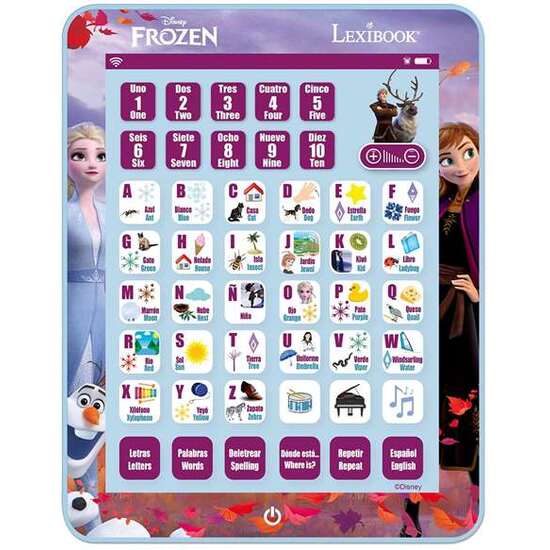 TABLET EDUCATIVA BILINGÜE INGLES-ESPAÑOL  FROZEN CON 80 ACTIVIDADES. 24.4X19X1.5 CM image 1