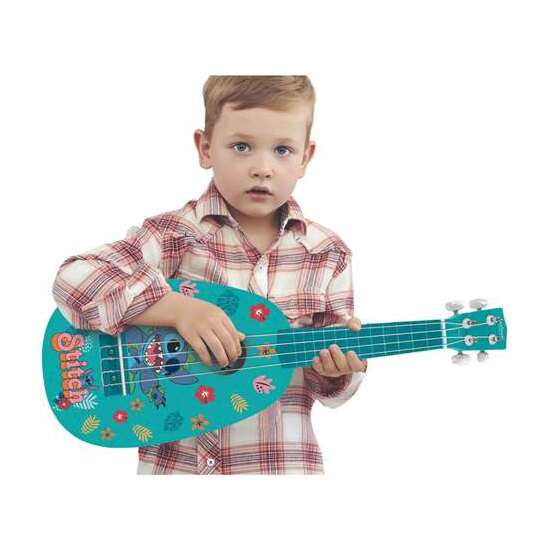 UKULELE DE MADERA STITCH CON 4 CUERDAS DE NYLON, 53 CM, GUÍA INCLUIDA. image 1