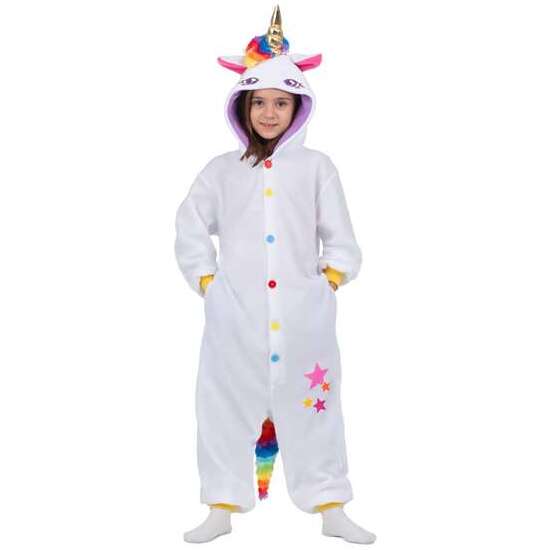 DISFRAZ UNICORNIO BLANCO TALLA UNICA CHILD (KIGURUMI CON CAPUCHA Y COLA) image 0