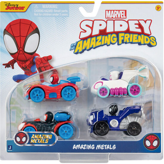 BLISTER 4 VEHICULOS AMAZING FRIENDS METAL SPIDEY MARVEL image 1