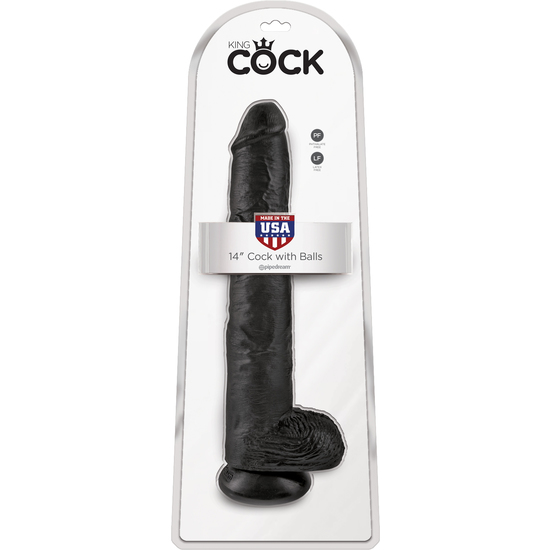 KING COCK 14 WITH BALLS BLACK image 1