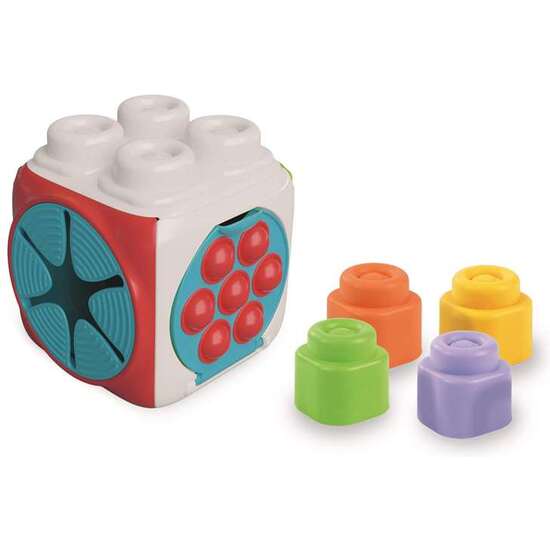 CUBO ACTIVIDADES CLEMMY. CINCO CARAS CON TEXTURAS SENSORIALES PARA JUGAR CON BLOQUES. image 1