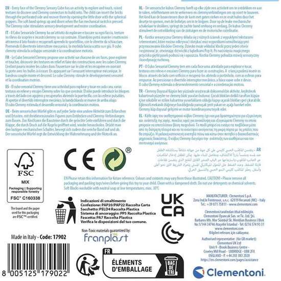 CUBO ACTIVIDADES CLEMMY. CINCO CARAS CON TEXTURAS SENSORIALES PARA JUGAR CON BLOQUES. image 2