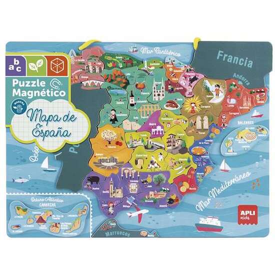 PUZZLE MAGNÉTICO MAPA DE ESPAÑA 40X30 CM CON 50 PIEZAS MAGNÉTICAS image 0