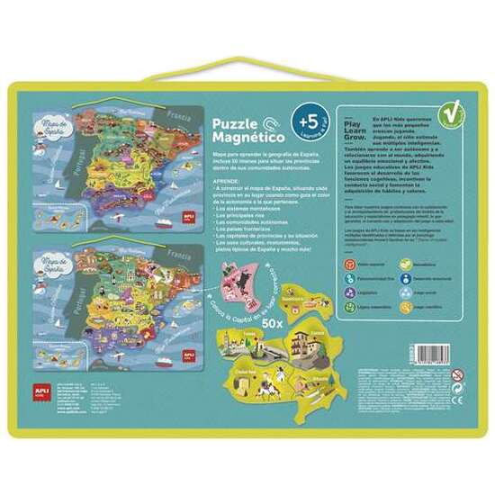 PUZZLE MAGNÉTICO MAPA DE ESPAÑA 40X30 CM CON 50 PIEZAS MAGNÉTICAS image 1