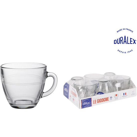 $ SET 6 TAZAS C/ASA TRANSP. 22CL GIGOGNE image 0