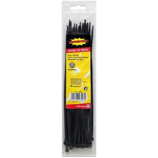 CABLE TIE 4X250MM BLACK 30 UDS image 0