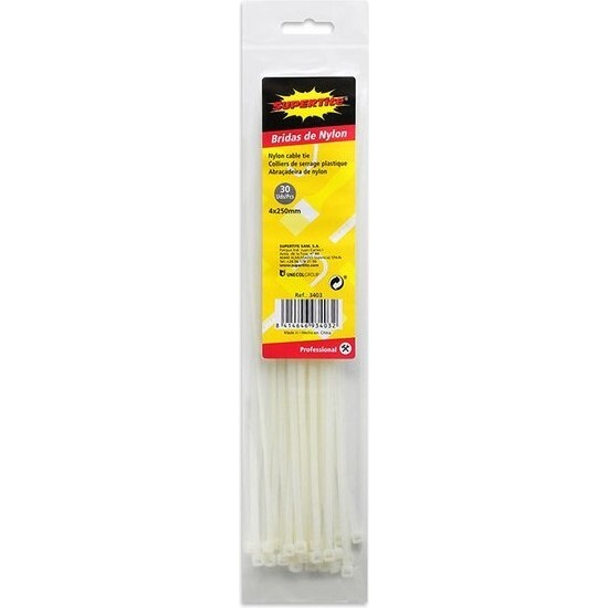 CABLE TIE 4X250MM WHITE 30 UDS image 0