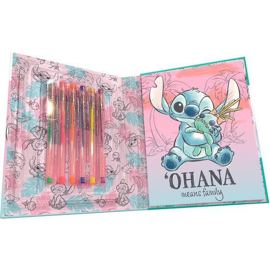 BLISTER CUADERNO + 6 BOLIGRAFOS GEL STITCH DISNEY image 1