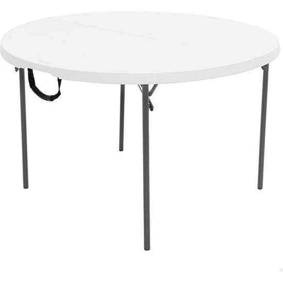 MESA REDONDA PLEGABLE POR LA MITAD BLANCA LIFETIME D122X73 CM image 0