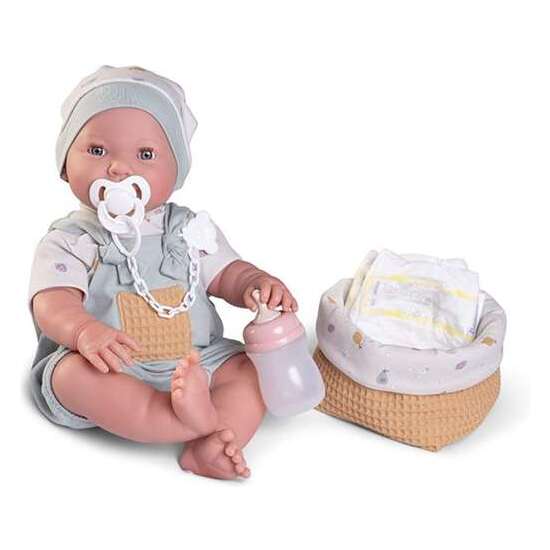 MUÑECA RECIÉN NACIDA MIA HACE PIPÍ CON CANASTILLA 42 CM image 0