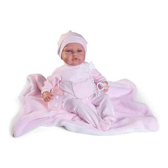 MUÑECA BABYDOO PALABRITAS, SI APRIETAS SU BARRIGA BALBUCEA CON MANTITA 50 CM image 1
