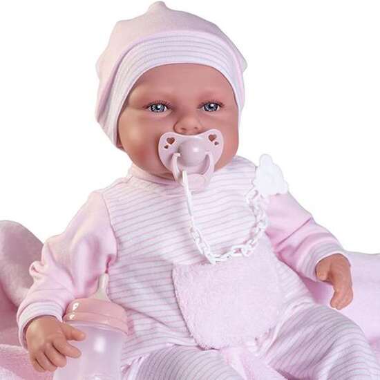 MUÑECA BABYDOO PALABRITAS, SI APRIETAS SU BARRIGA BALBUCEA CON MANTITA 50 CM image 2